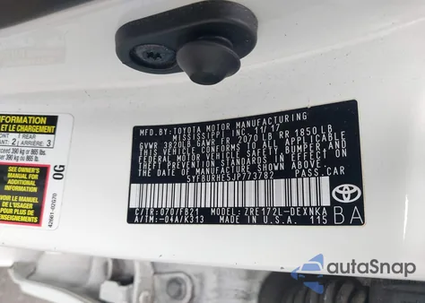 2018 Toyota Corolla Le из США, поврежденный, VIN 5YFBURHE5JP773782